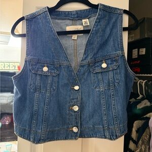 Blue Denim Vest with Button Details